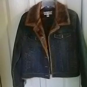 Faux fur denim jacket